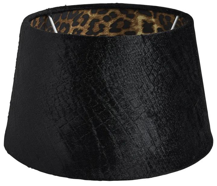 Lampenkap luipaard velvet - zwart - Ø23 cm