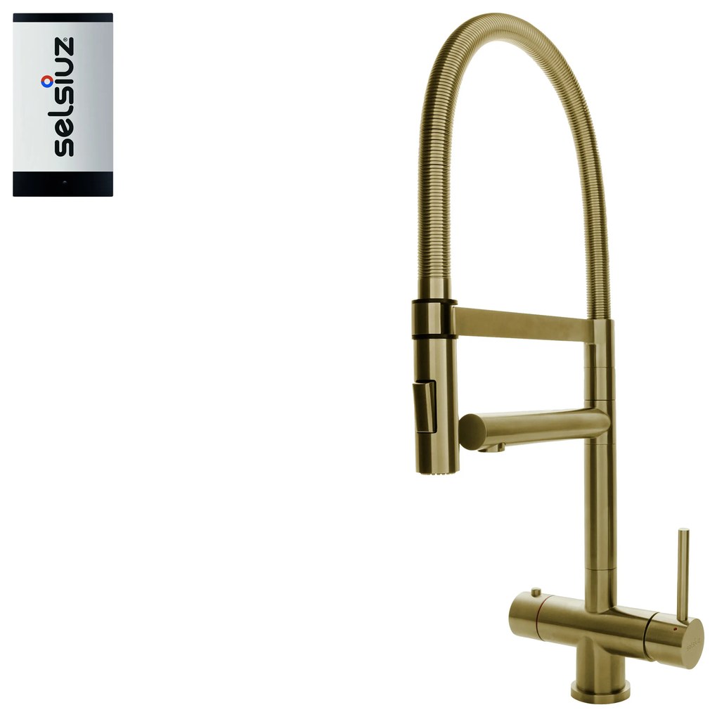 Selsiuz Inox XL kokend water kraan met single boiler gold