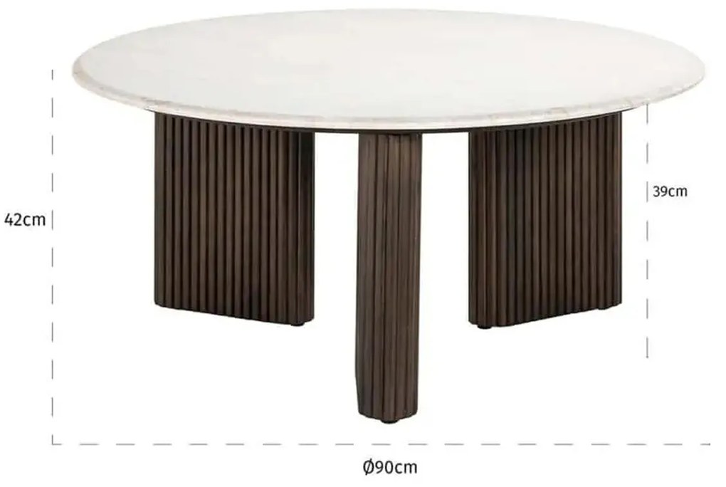 Richmond Interiors Mayfield Ronde Salontafel Marmer - 90 X 90cm.