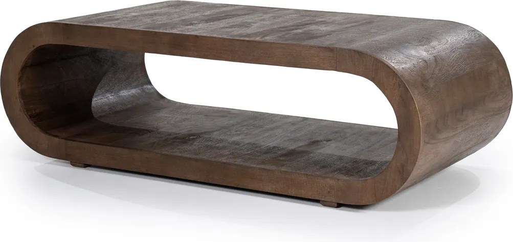 Ovale Salontafel Gebogen Hout - 130 X 60cm.