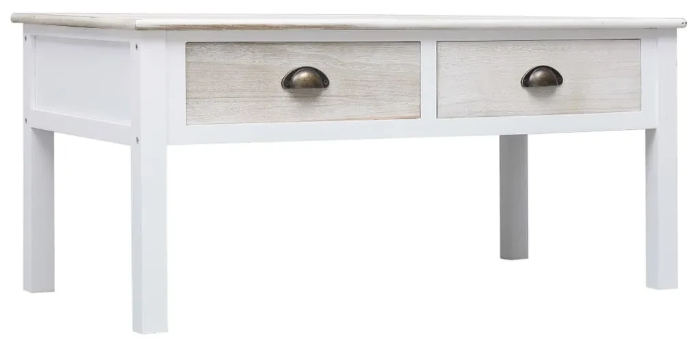 vidaXL Salontafel 100x50x45 cm hout wit en naturel