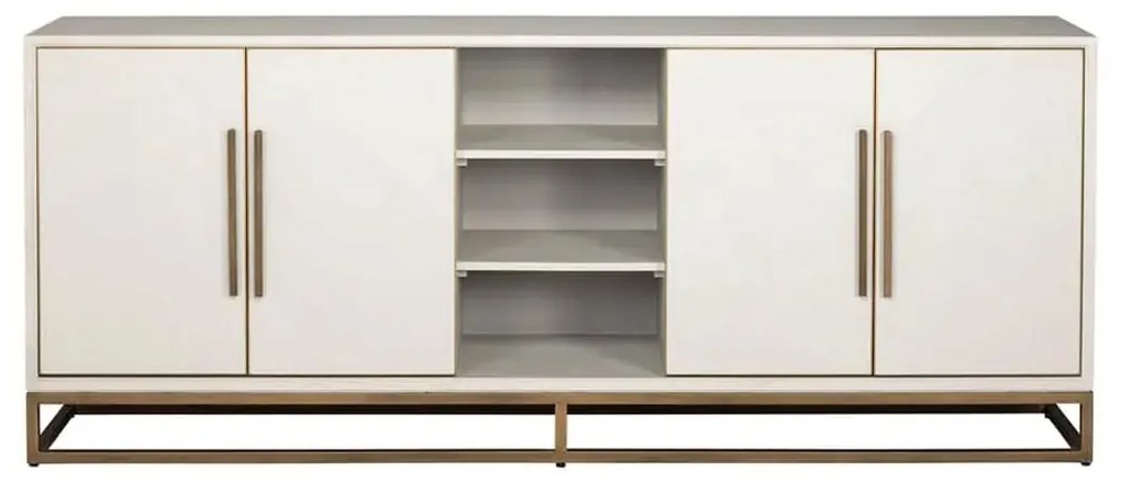 Richmond Interiors Whitebone Dressoir Wit Hout Met Messing - 225x47x91cm.