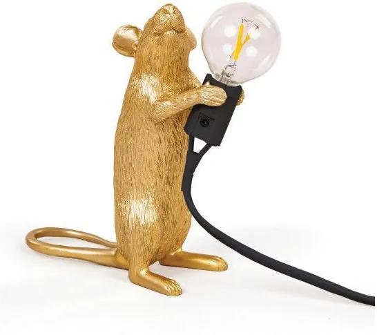Seletti Seletti Mouse Lamp Standing Tafellamp Goud Zwart Snoer