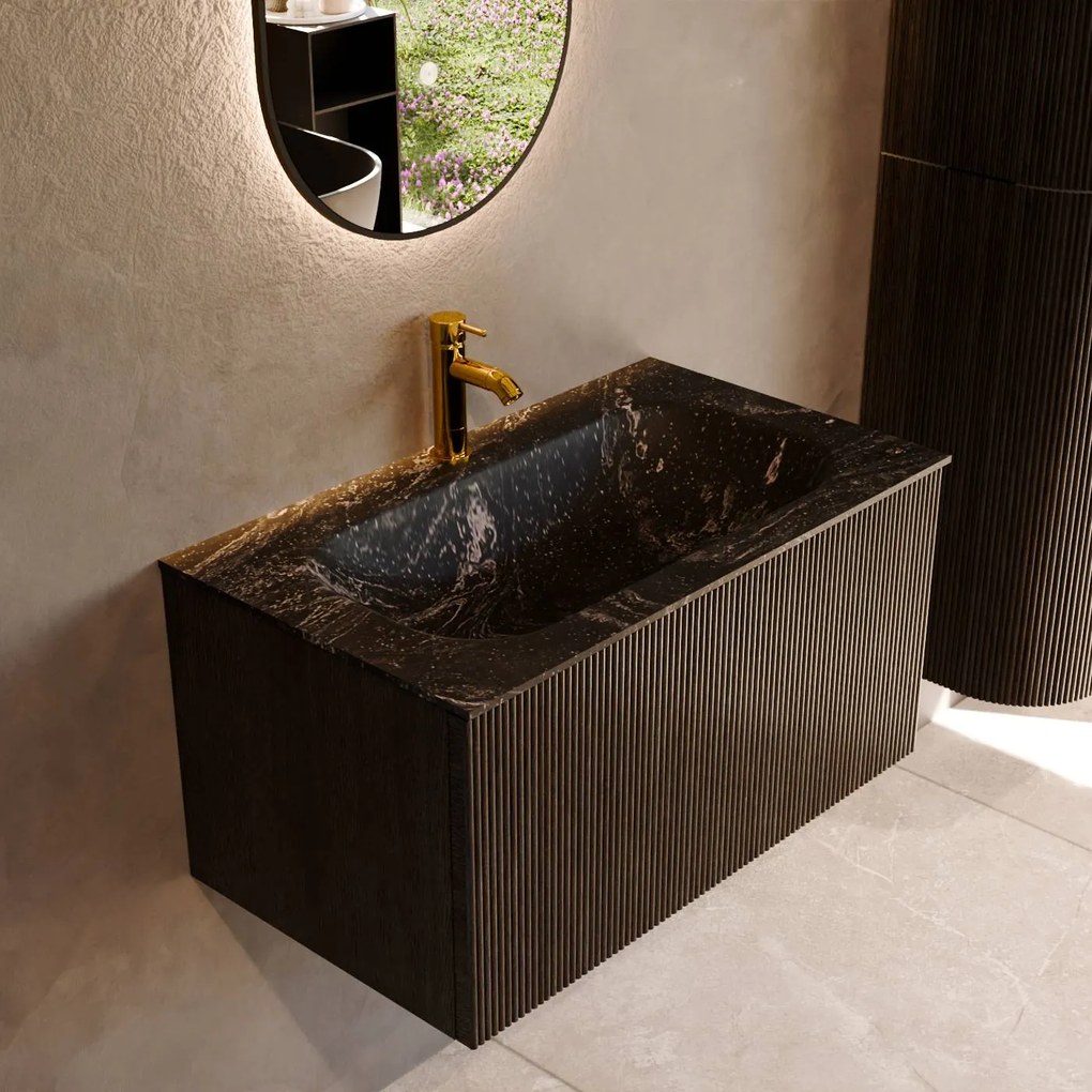 Mondiaz Kurve-dlux 80cm badmeubel shadow met 1 lade en wastafel big small midden 1 kraangat lava