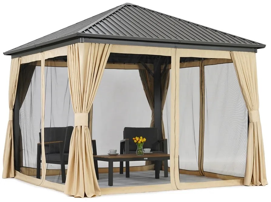 Metalen tuinhuis Sardinia Premium 3x3 Tuinpunt beige