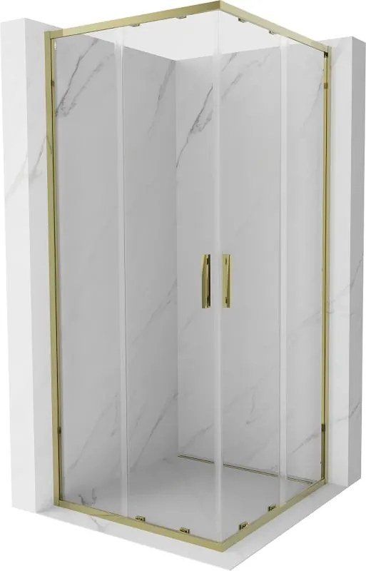 Mexen Exo vierkante schuifdouchecabine 100 x 100 cm, transparant, goud - 8111-100-100-50-00