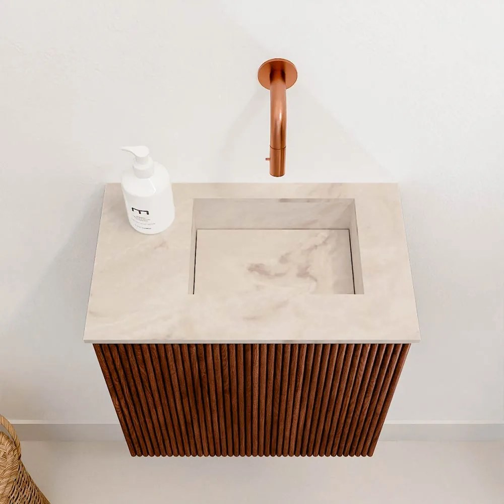 Mondiaz Joya DLux 40cm toiletmeubel ruby met wastafel faye rechts zonder kraangat frappe