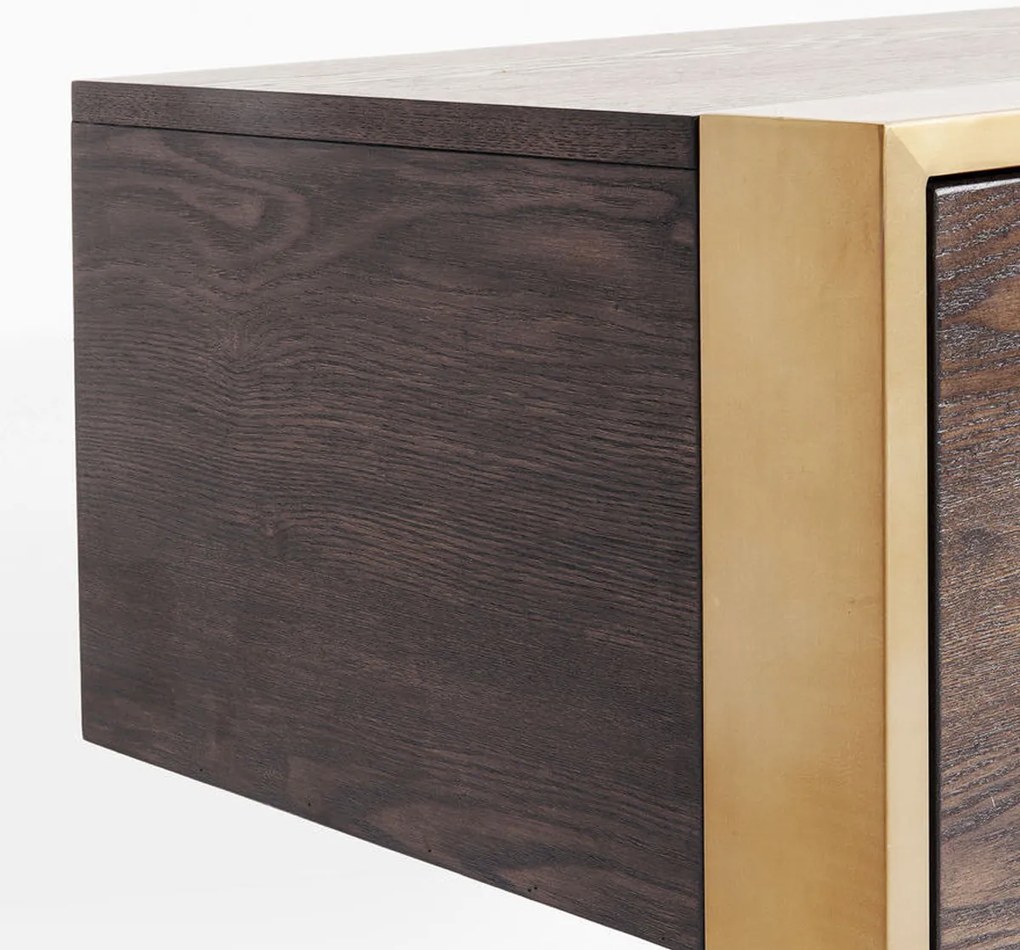 Houten Sidetable Met Messing - 148.6 X 45cm.