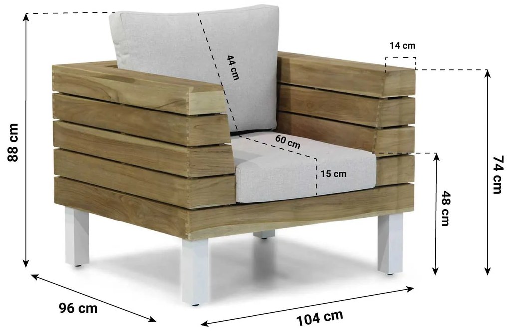 Dining Loungeset 6 personen Teak Old teak greywash  Lifestyle Garden Furniture Seashore/Brighton