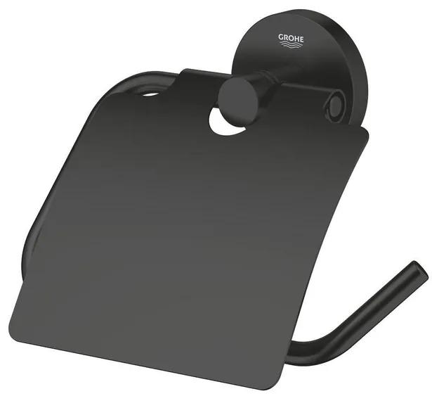 GROHE Essentials Toiletrolhouder - met klep - matte black 1024652430