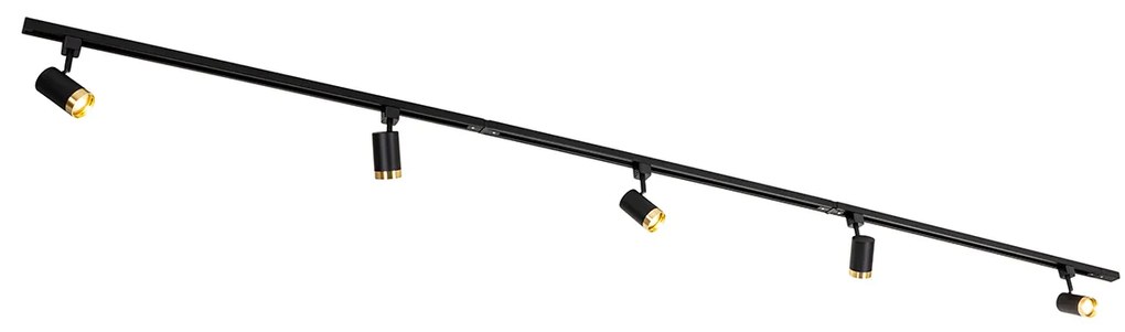 Modern railsysteem met 5 Spot / Opbouwspot / Plafondspots zwart goud 1-fase - Iconic Jeana Modern GU10 Binnenverlichting Lamp