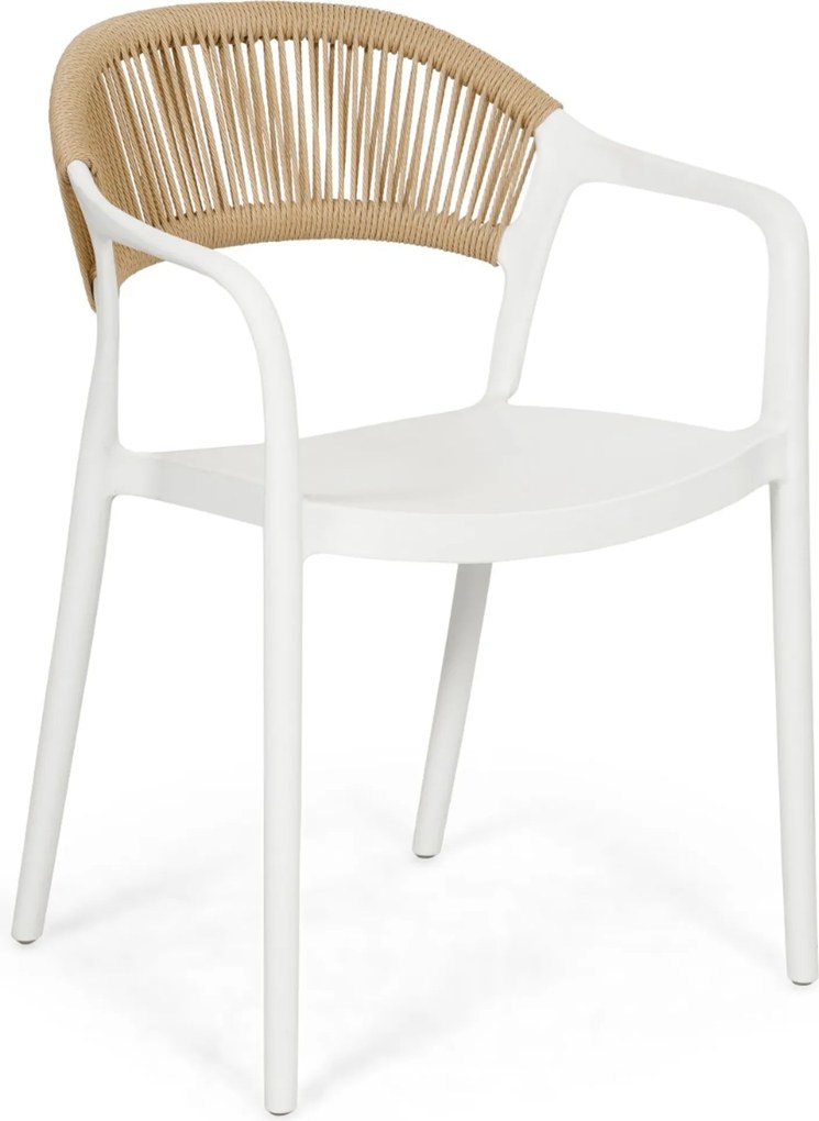 Tuinset Ronde Tuintafel 6 personen 150 cm Kunststof Wit Domani Furniture Toscano/Arancia