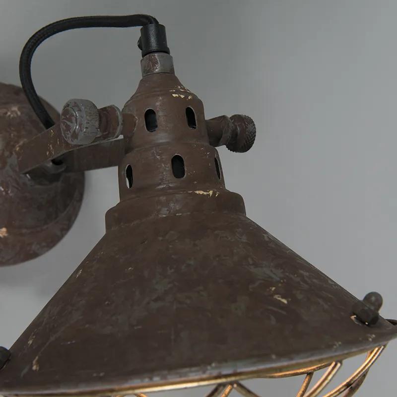 Vintage wand- en plafondlamp bruin kantelbaar - Barrack Landelijk / Rustiek E14 rond Binnenverlichting Lamp
