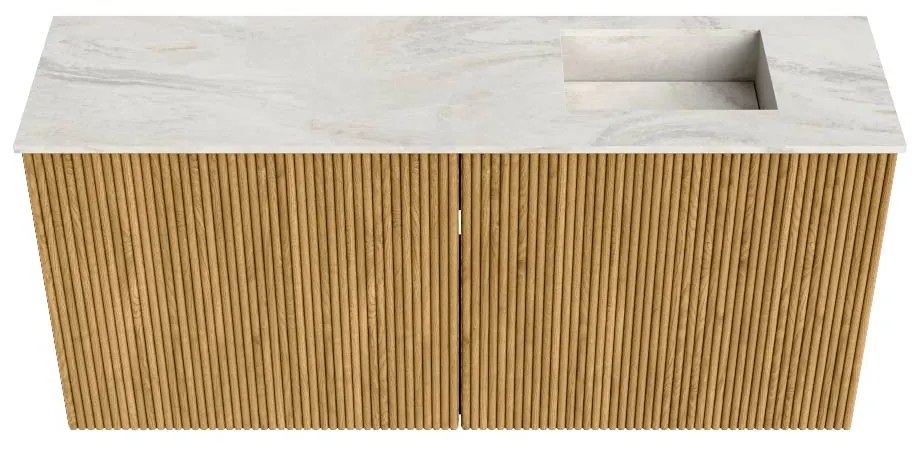 Mondiaz Joya DLux 90cm toiletmeubel oak met wastafel faye rechts 1 kraangat ostra