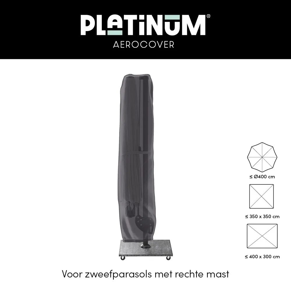 Platinum Beaufort Premium 3,2x3,2 m - Faded Black met voet en hoes