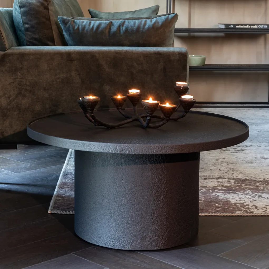 Dutchbone Winston Ronde Salontafel Mat Zwart - 70 X 70cm.