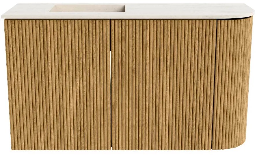 Mondiaz Joya DLux 70cm toiletmeubel ronding rechts oak met wastafel faye links 1 kraangat meli