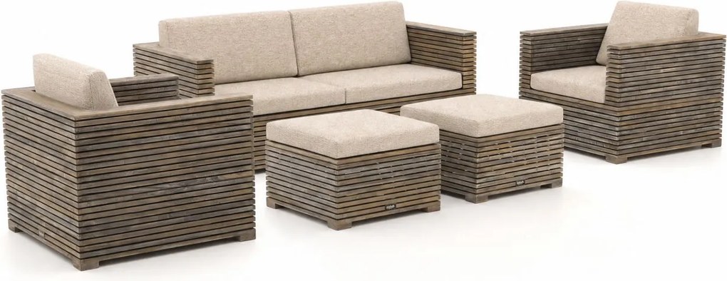 Stoel-bank loungeset ROUGH  | 4 personen | Loungeset Old Teak Greywash | Teakhout | Kees Smit Tuinmeubelen