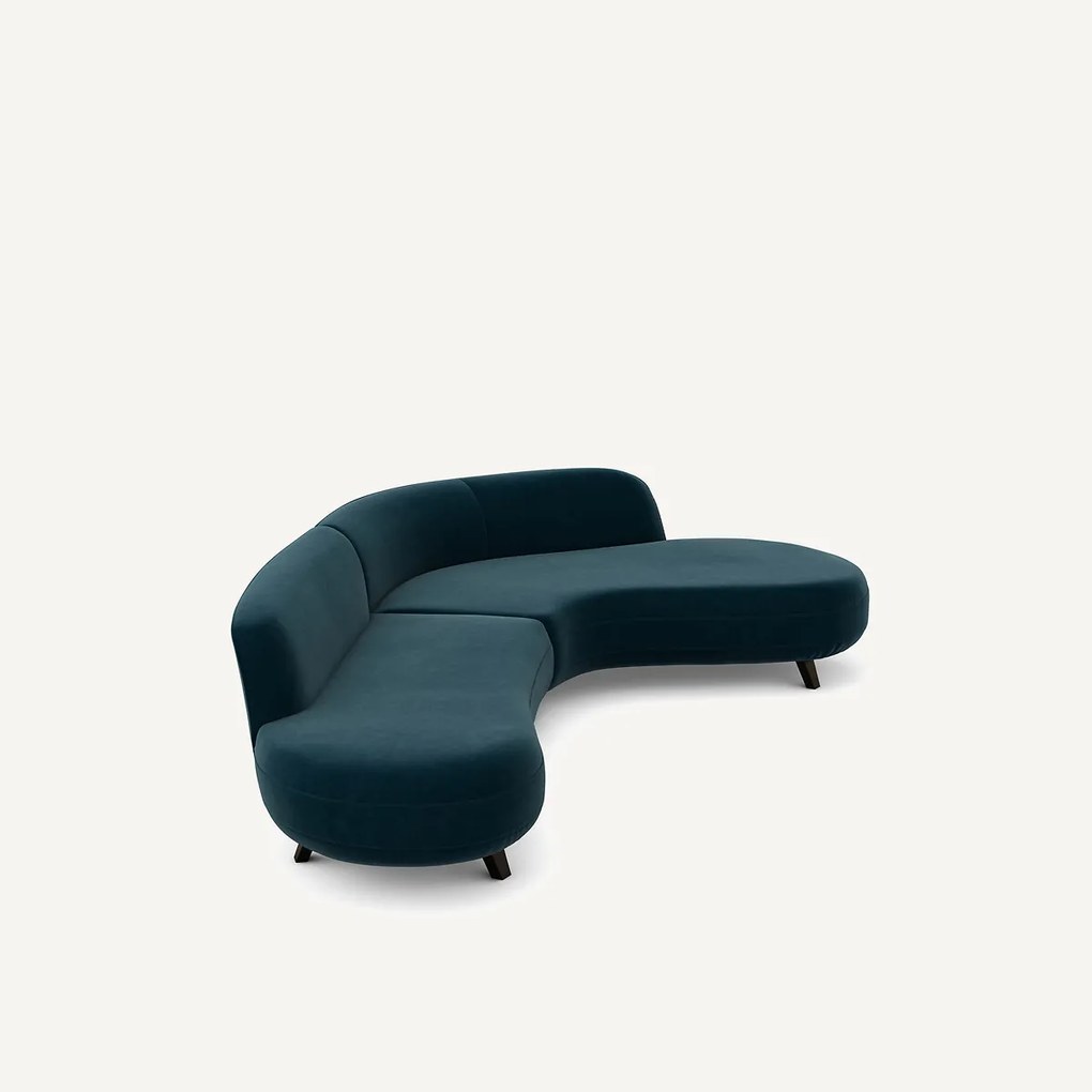 Hoekbank fluweel, Rosebury design E.Gallina