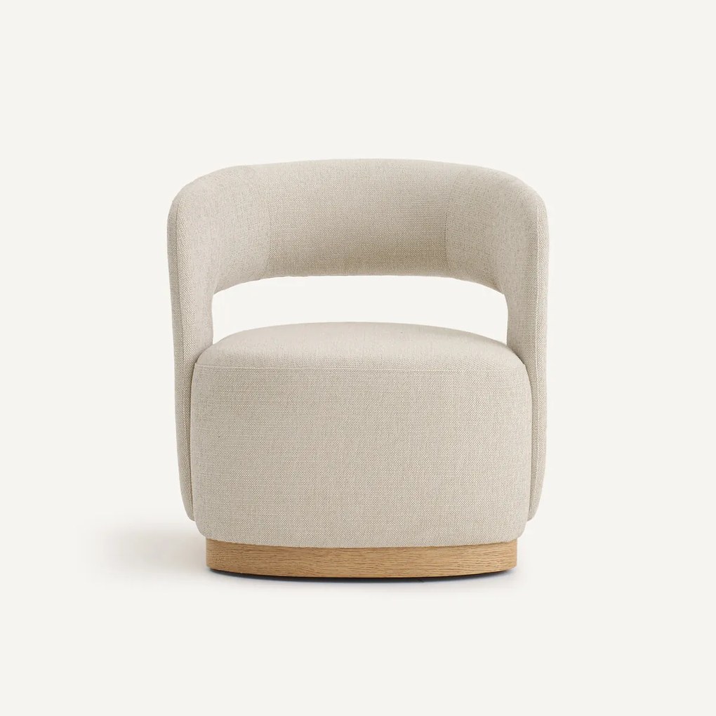 Draaibare fauteuil, eikenfineer en gestructureerde stof, JESPER