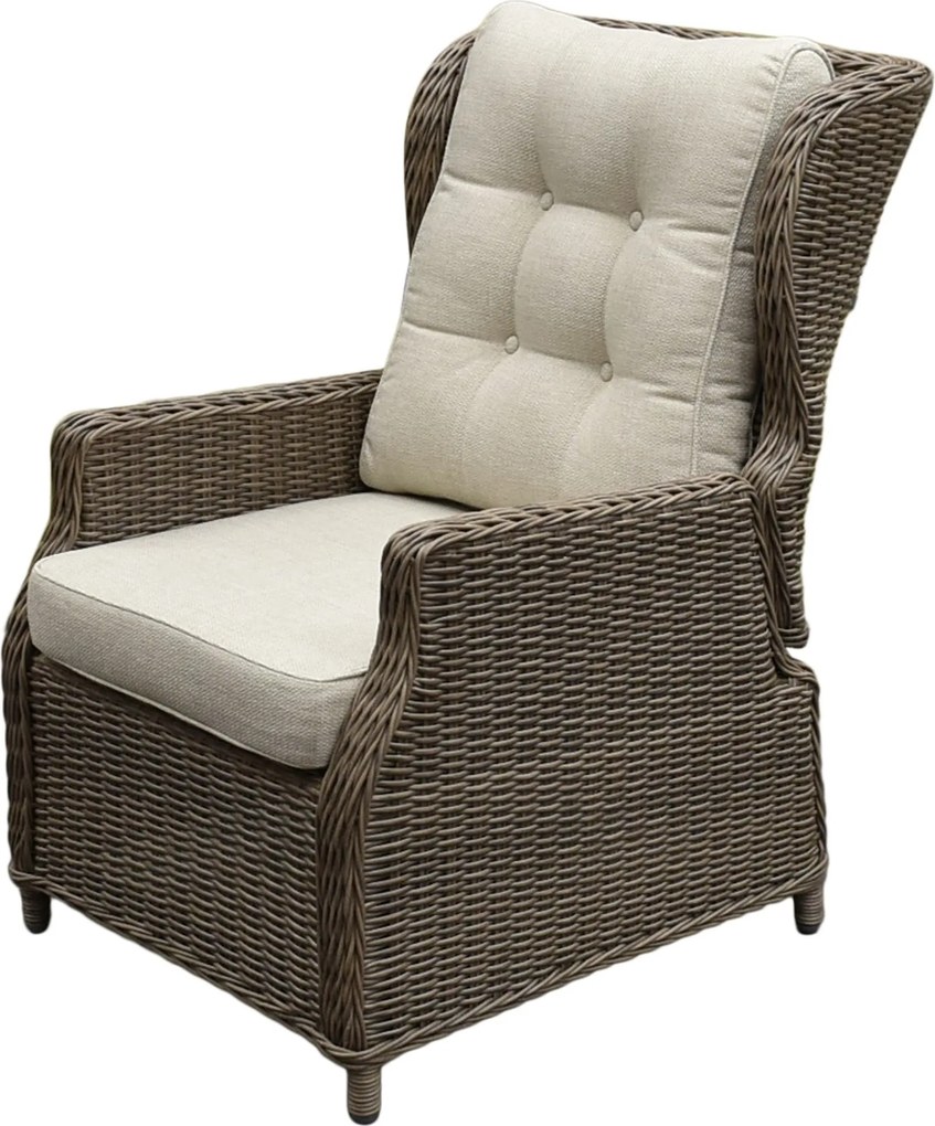 Ibiza lounge tuinstoel verstelbaar bruin wicker | naturel mixed weave kussens