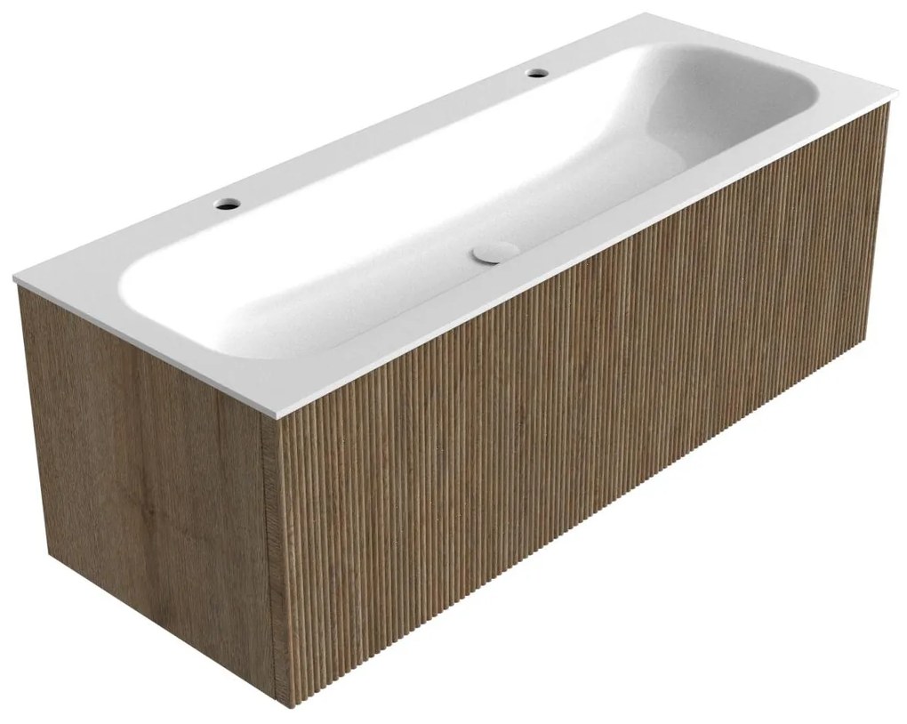 Mondiaz Kurve 120cm badmeubel dusk met 1 lade en wastafel big large midden 2 kraangaten