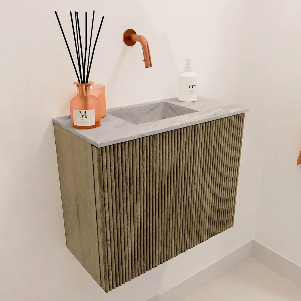 Mondiaz Joya DLux 50cm toiletmeubel dusk met wastafel faye midden zonder kraangat glace