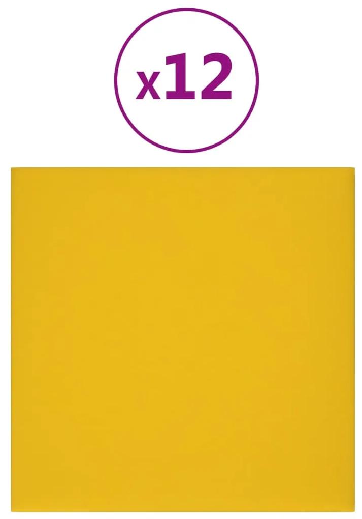 vidaXL Wandpanelen 12 st 1,08 m² 30x30 cm fluweel geel