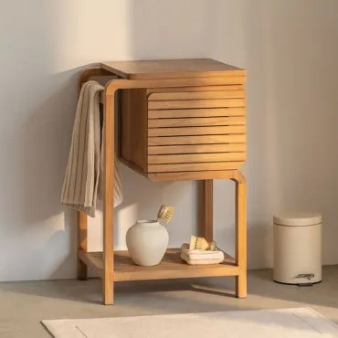Bradley Teakhouten Badkamermeubelset Without Sink & Spiegelloze & Zonder Kraan & ↔︎ 50 Cm - Sklum