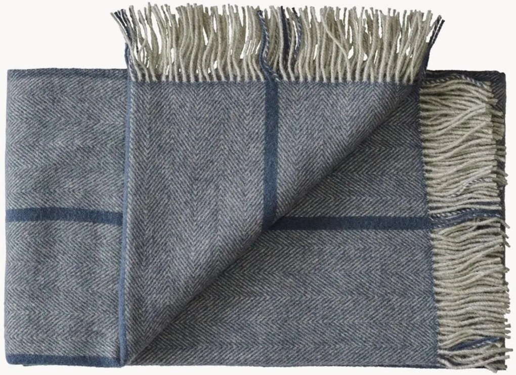 Wollen plaid Askø met franjes