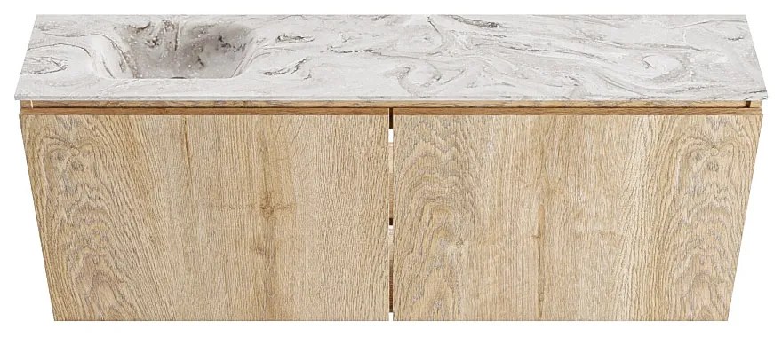 Mondiaz Ture DLux toiletmeubel 120cm washed oak met wastafel glace links zonder kraangat