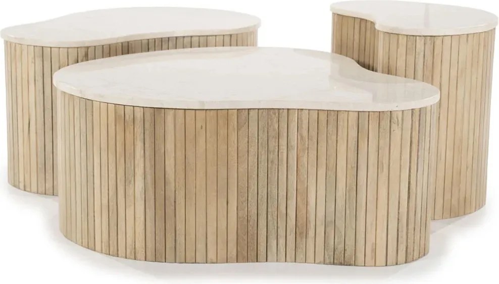 Bijzettafel Met Beige Marmer Blad - 50 X 33cm.