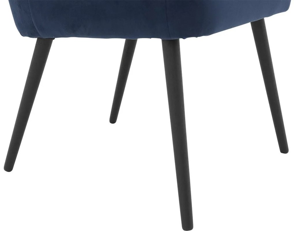 Goossens Eetkamerstoel Rob blauw velvet stof met armleuning, urban industrieel