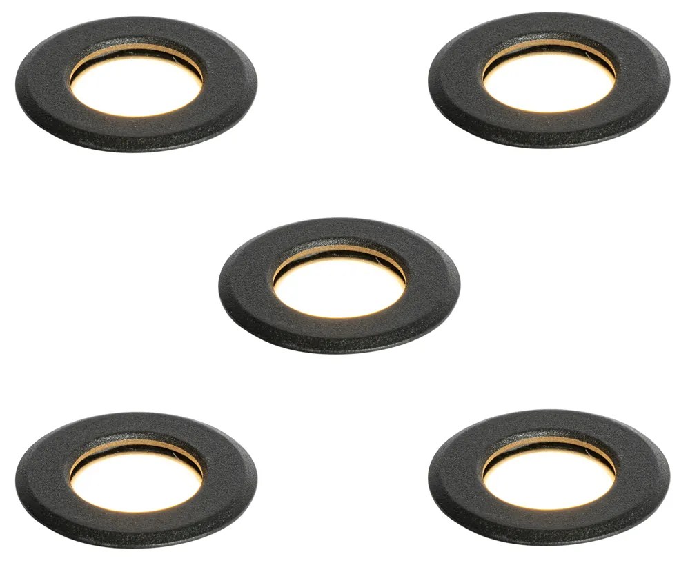 Set van 5 moderne grondspots zwart incl. LED IP67 - Linsey