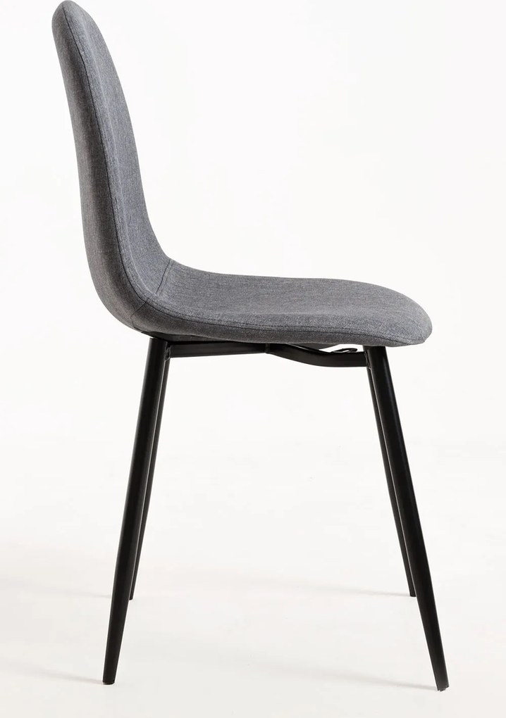 Set 4 Teok Black Stoffen Stoelen