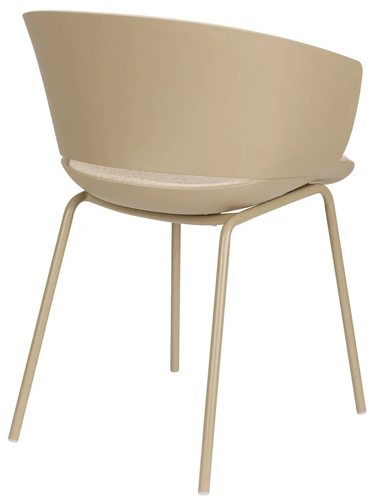 Plastic Kuipstoel Met Zitkussen Beige