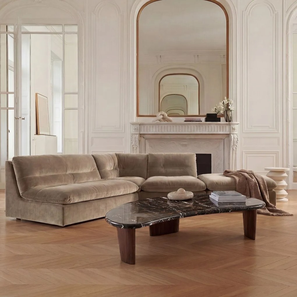 Modulaire haardstoel in stonewashed fluweel, GIULIANO