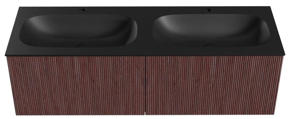 Mondiaz Kurve 140cm badmeubel ruby met 2 lades en wastafel big small dubbel 2 kraangaten urban