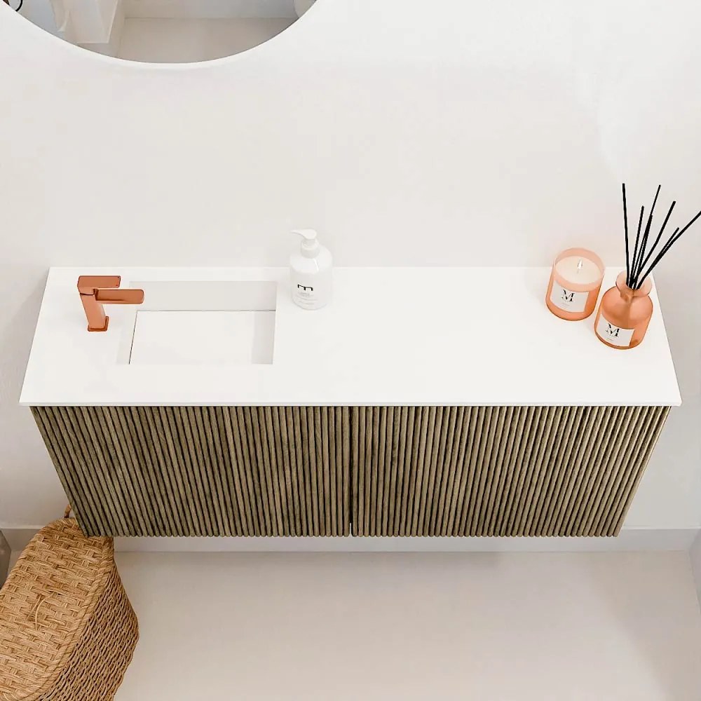 Mondiaz Joya 90cm toiletmeubel dusk met wastafel faye links 1 kraangat talc
