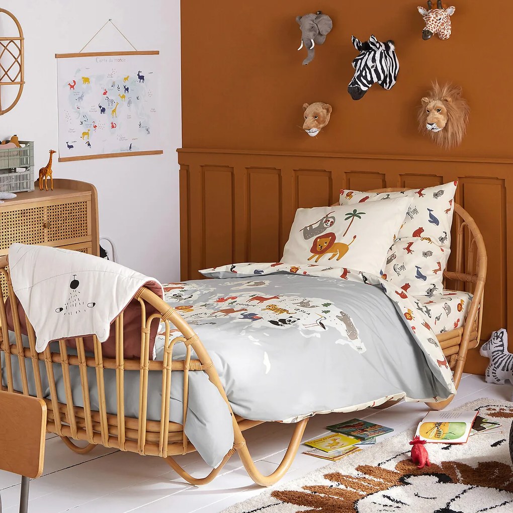 Vintage kinderbed in rotan met beddenbodem, Malu