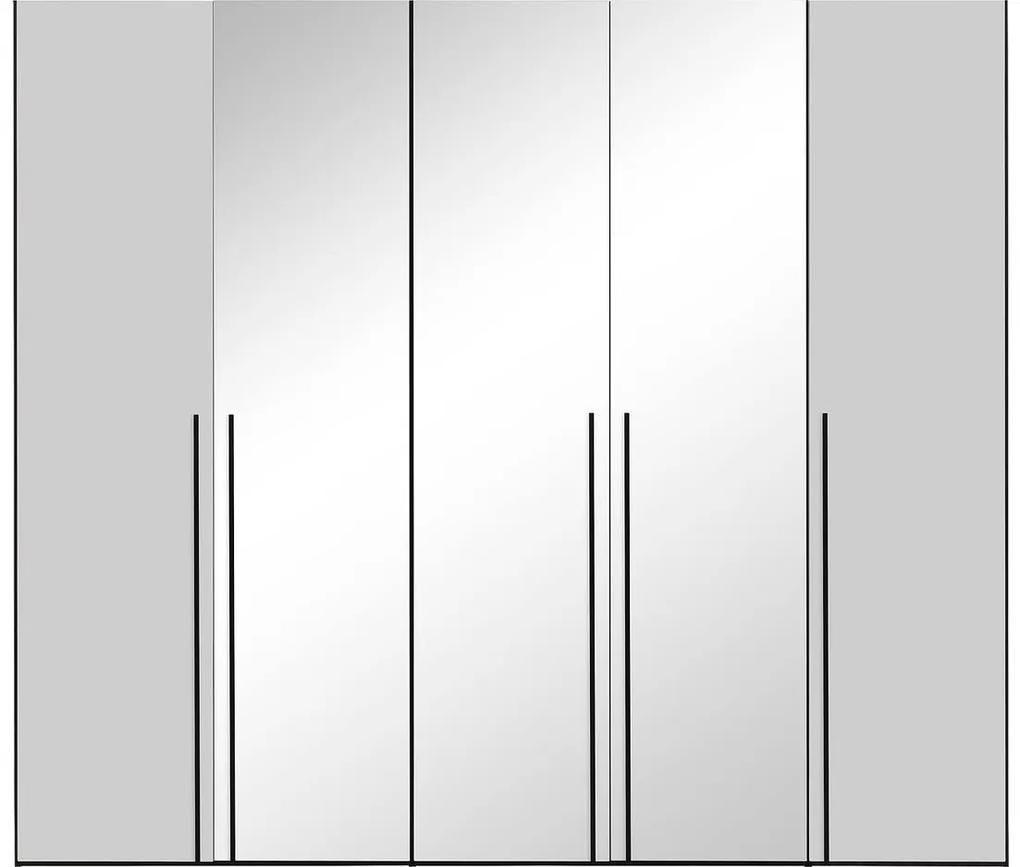 Goossens Kledingkast Easy Storage Ddk, Kledingkast 253 cm breed, 220 cm hoog, 2x glas draaideur en 3x spiegel draaideur midden