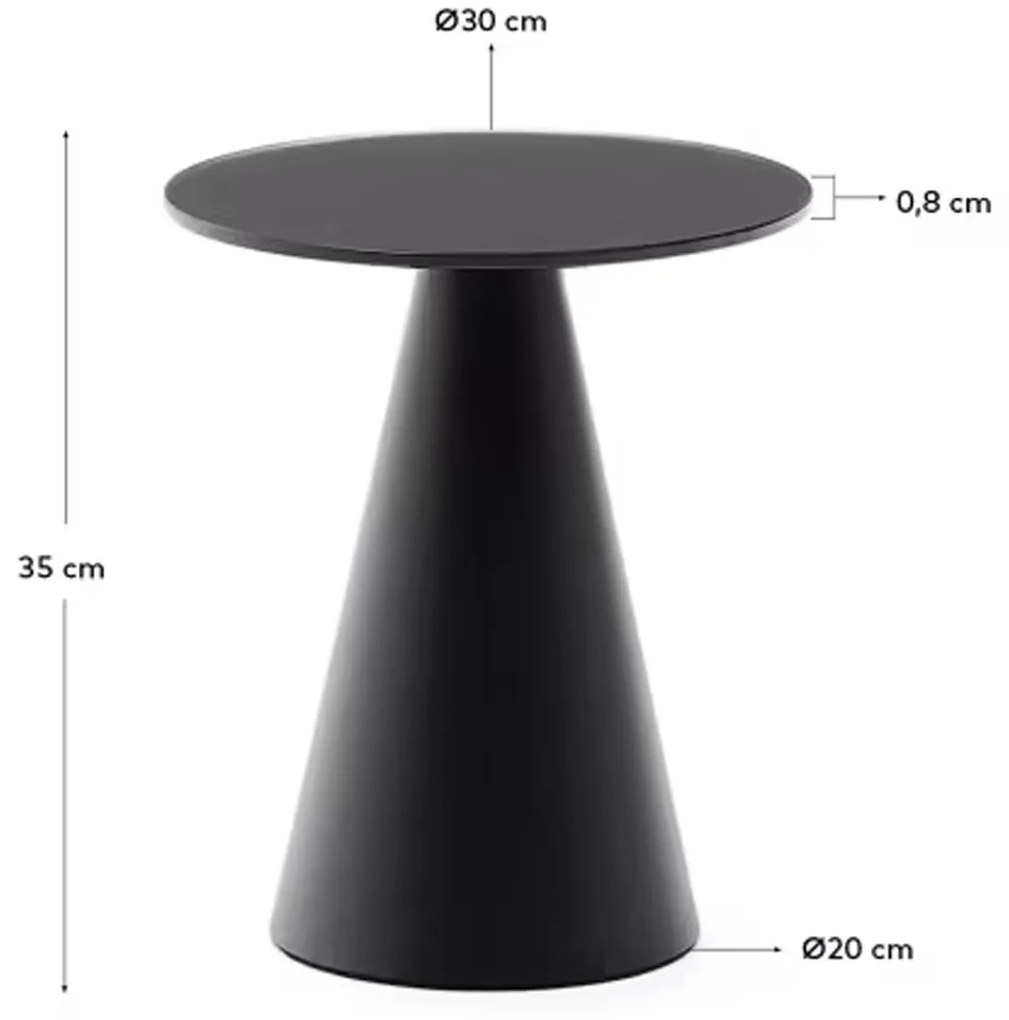 Kave Home Wilshire Ronde Bijzettafel Mat Glas Zwart 30 Cm - 30 X 30cm.
