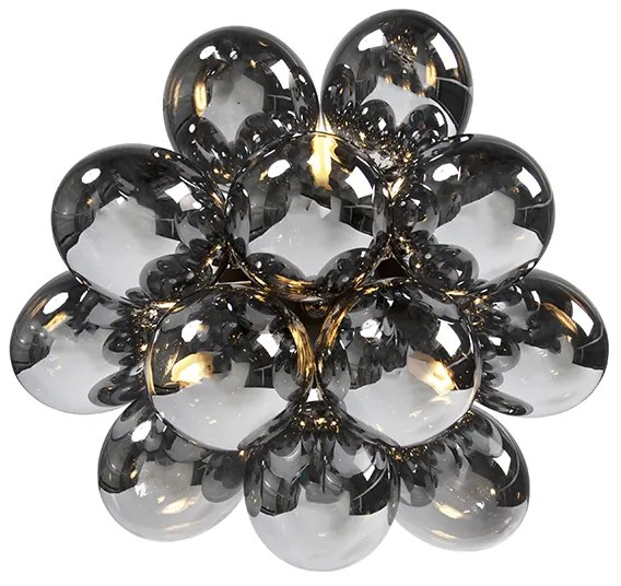 Design plafondlamp zwart met smoke glas 3-lichts - Uvas