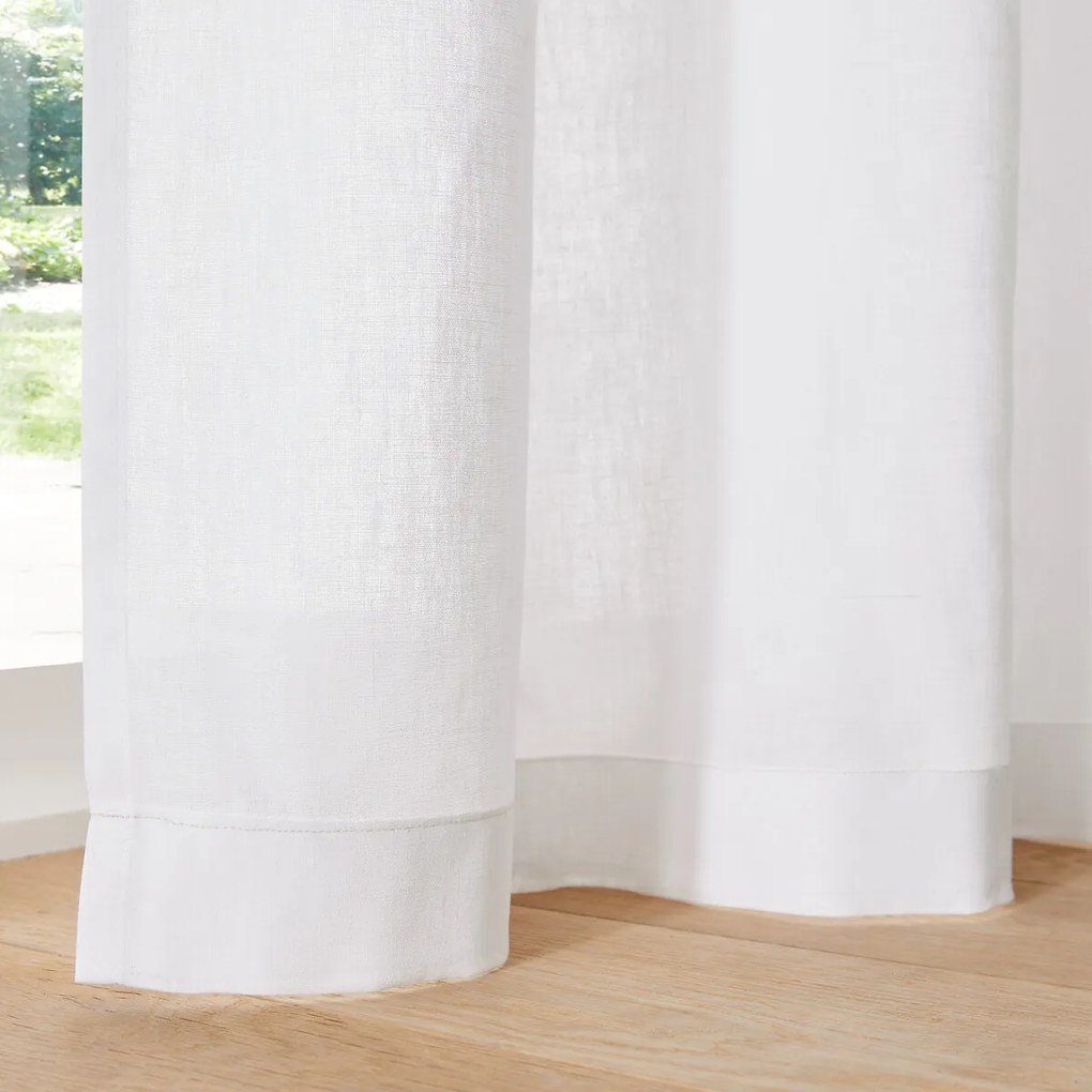 Gordijn in halflinnen afgewerkt met strikjes en oogjes, Lincot