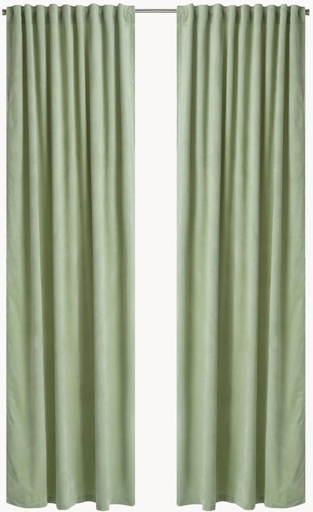 Ondoorzichtige fluwelen multibandgordijnen Nora, 2-delig, B 140 cm