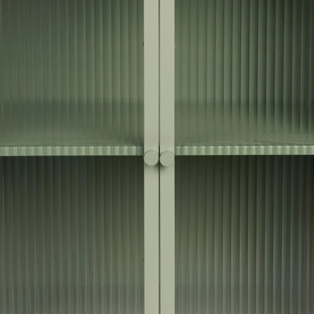 Lichtgroene Kast Met Ribbelglas - 60x35x105cm.