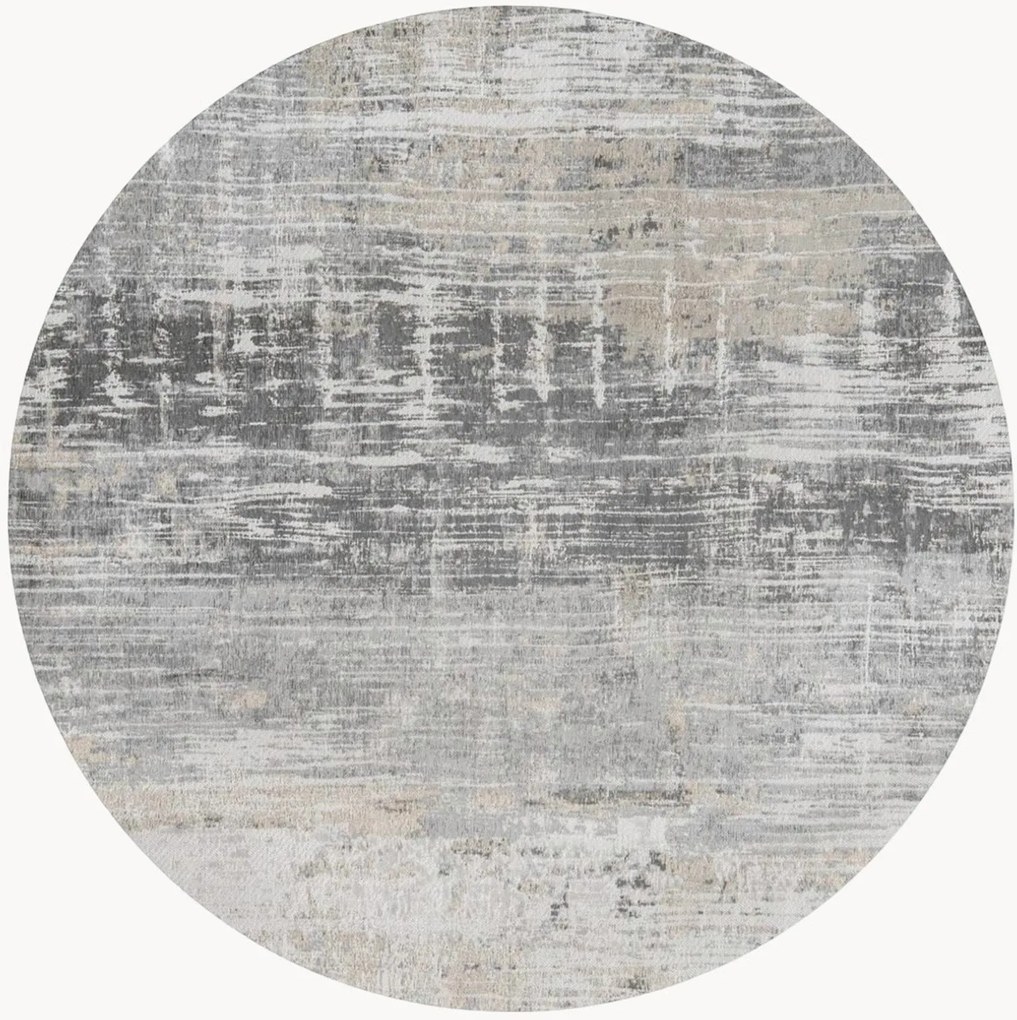 Rond jacquard in- & outdoor vloerkleed Streaks, wasbaar