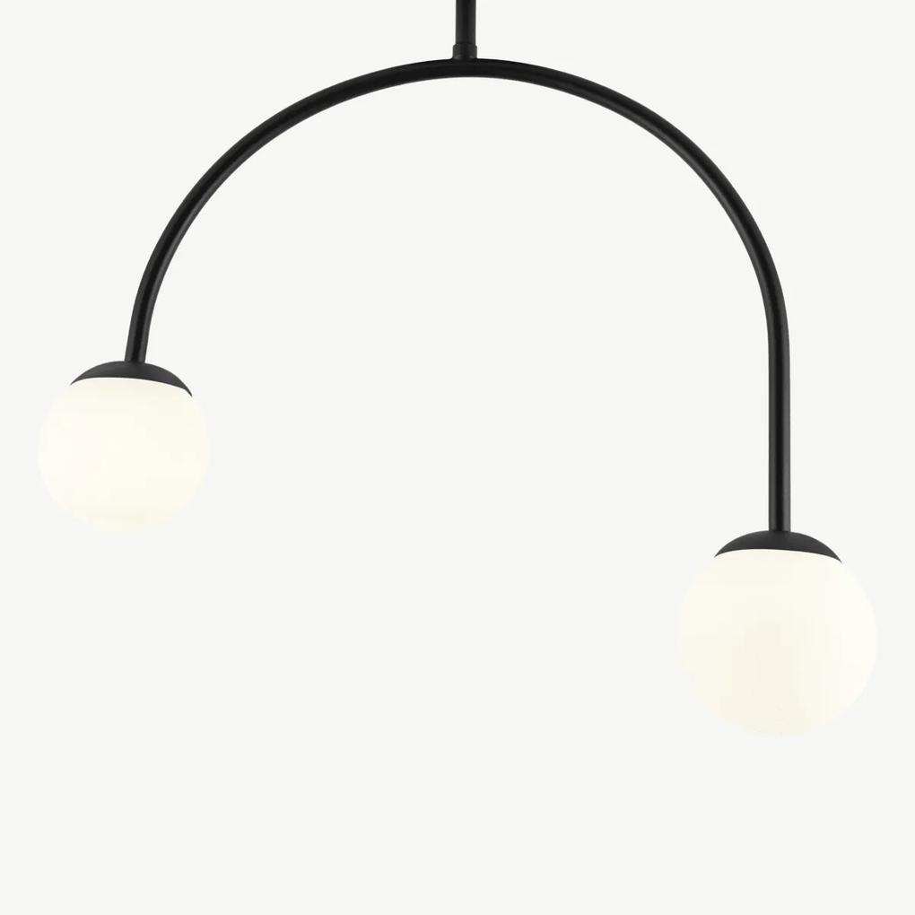 Oregon U-vormige hanglamp, opaalglas en zwart