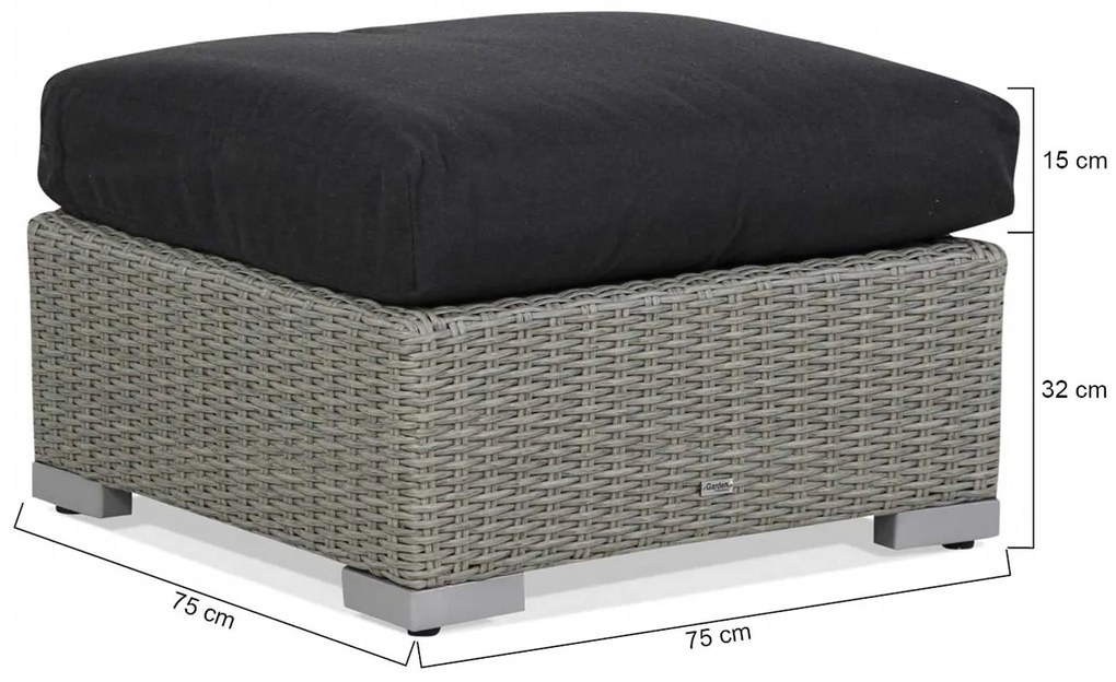 Chaise Loungeset Wicker Grijs 3 personen Garden Collections Toronto