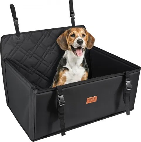 VEVOR Hondenautostoel, Waterdichte Hondenverhoger met Ondersteuningsframe, Autostoel voor Huisdieren met Bevestigbare Veiligheidsriem, Hondenautobed ​​voor Kleine, Middelgrote en Grote Honden tot 22 kg, Zwart